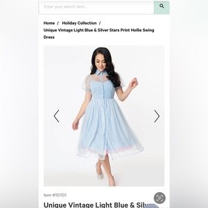 Unique Vintage light blue and silver stars print hollie swing dress in 14